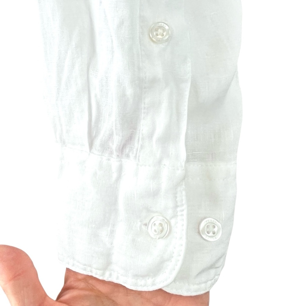 Perry Ellis 100% Linen Tunic Top Long Sleeves White Breezy Sz L - Picture 6 of 9